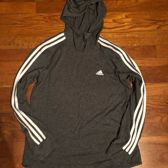 Adidas Gray Sweatshirt with Iconic Stripes xs/sm - Picture 2 of 2